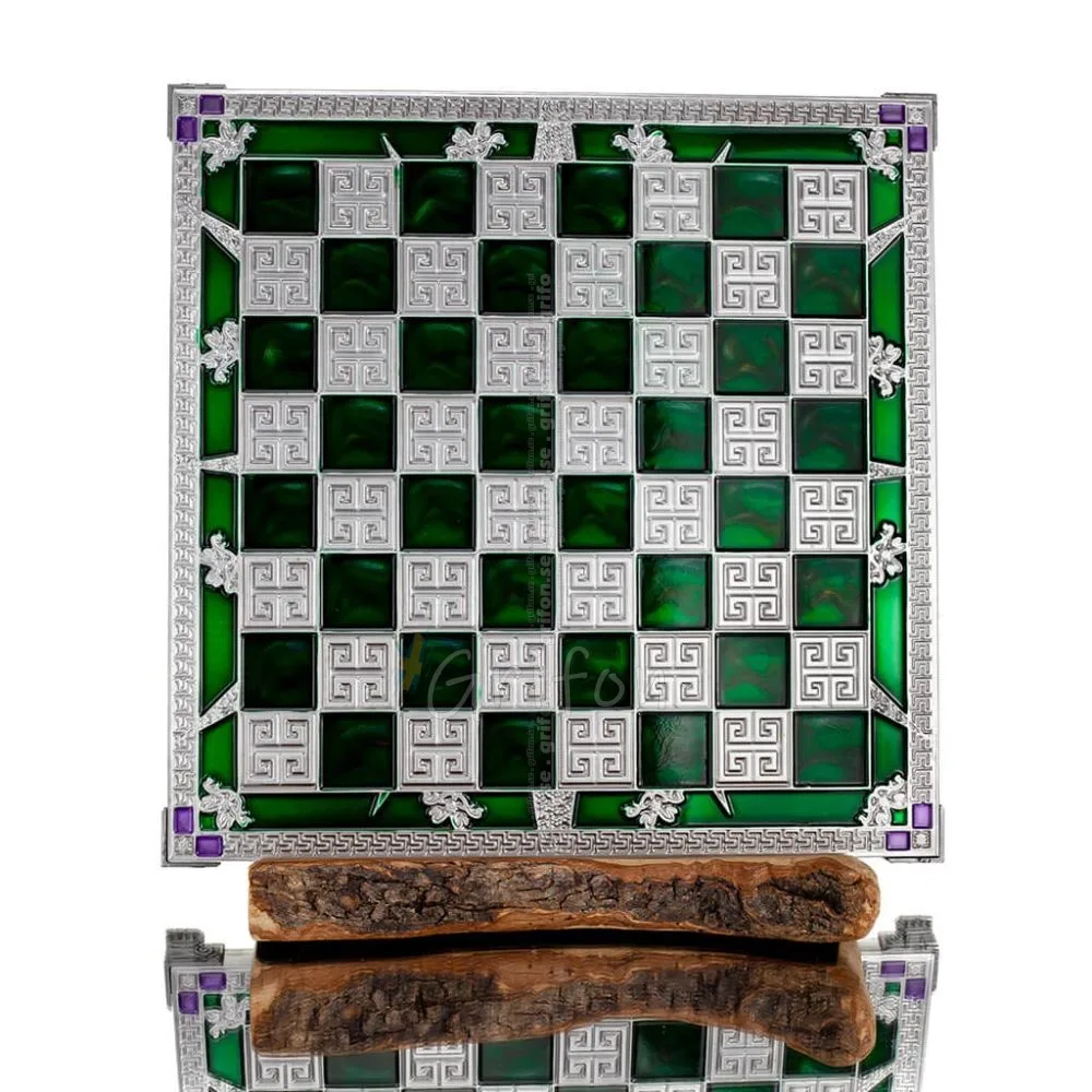 Schackbräde kopparemalj 30x30cm blomma, Schack, brädspel Backgammon, Schack 1 - grifon.se 