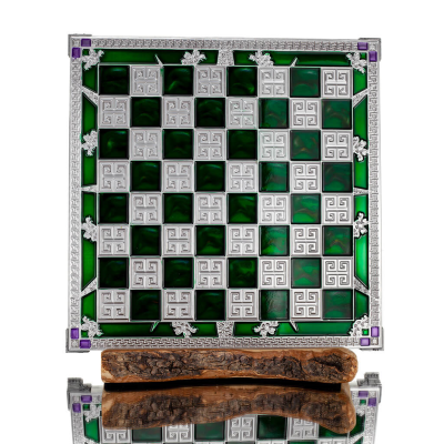 Chess board copper enamel 30x30cm flower, Chess, board game Backgammon, Chess 1 - grifon.se 