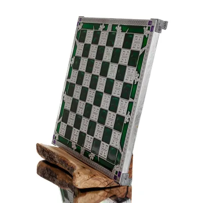 Schackbräde kopparemalj 30x30cm blomma, Schack, brädspel Backgammon, Schack 2 - grifon.se 