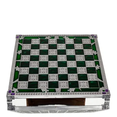Schackbräde kopparemalj 30x30cm blomma, Schack, brädspel Backgammon, Schack 5 - grifon.se 