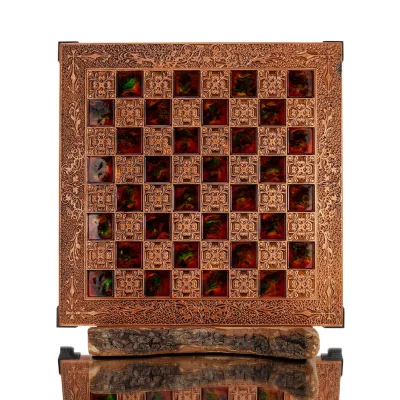 Schackbräde kopparemalj 30x30cm gren, Schack, brädspel Backgammon, Schack 1 - grifon.se 