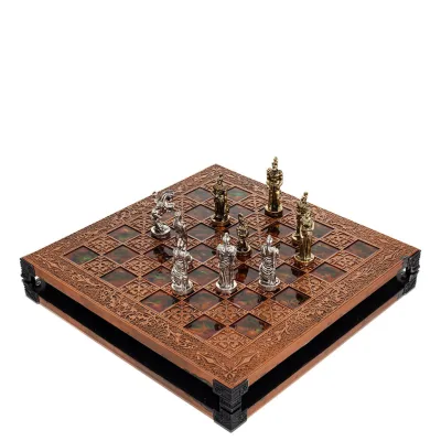 Schackbräde kopparemalj 30x30cm gren, Schack, brädspel Backgammon, Schack 7 - grifon.se 