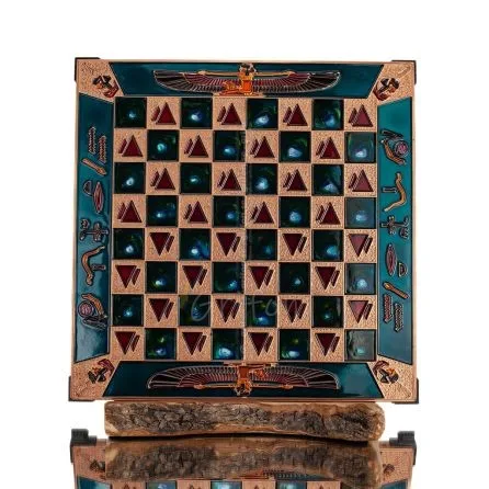 Brons emalj schackbräde 30x30cm egyptiskt, schack, brädspel Backgammon, Schack 1 - grifon.se 