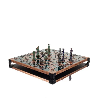 Brons emalj schackbräde 30x30cm egyptiskt, schack, brädspel Backgammon, Schack 6 - grifon.se 