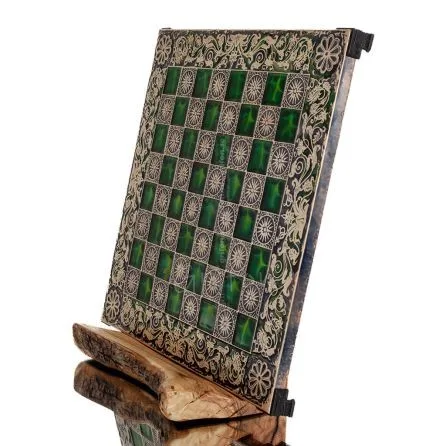 Brons emalj schackbräde 33x33cm makedonska, schack, brädspel Backgammon, Schack 1 - grifon.se 