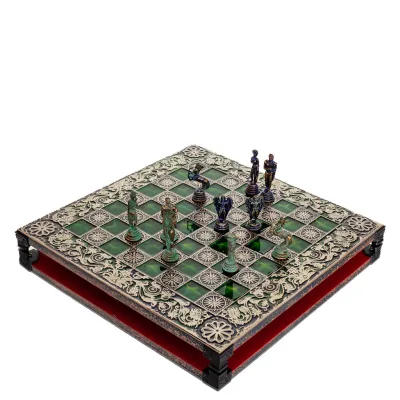 Brons emalj schackbräde 33x33cm makedonska, schack, brädspel Backgammon, Schack 7 - grifon.se 