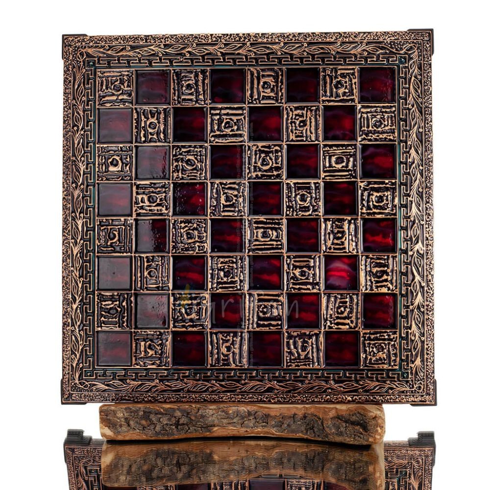 Chessboard copper enamel 33x33cm olive, Chess, board game Backgammon, Chess 1 - grifon.se 