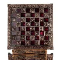Schackbräde kopparemalj 33x33cm oliv, Schack, brädspel Backgammon, Schack 1 - grifon.se 