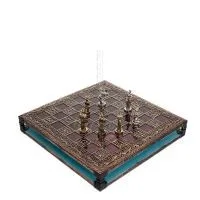Schackbräde kopparemalj 33x33cm oliv, Schack, brädspel Backgammon, Schack 7 - grifon.se 