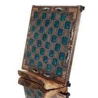 Schackbräde kopparemalj 33x33cm slingrande delfin, schack, brädspel Backgammon, Schack 1 - grifon.se 