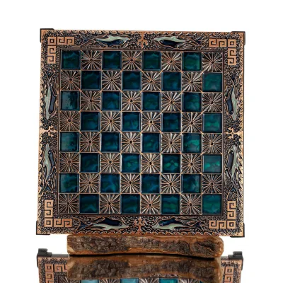 Chessboard copper enamel 33x33cm meandering dolphin, Chess, board game Backgammon, Chess 2 - grifon.se 