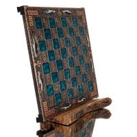 SchackbrÃ¤de kopparemalj 33x33cm slingrande delfin, schack, brÃ¤dspel Backgammon, Schack 4 - grifon.se 