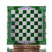 Schackbräde kopparemalj 35x35cm meanderfronton, Schack, brädspel Backgammon, Schack 2 - grifon.se 