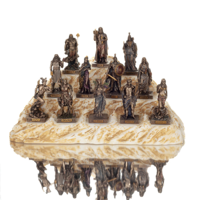 Twelve Gods of Olympus with Stand, Set 35x22x15cm Twelve Gods, Veronese Bronze Electrolysis Full Body Statue, Ancient Greece Ver
