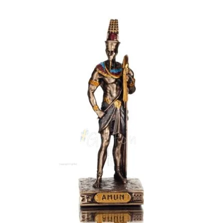 Amon Ra or Ammon, Amen, Imn: Father of Pharaohs, King of Gods, 8,5cm with Bronze Electrolysis by Veronese, Egyptian Statuettes e