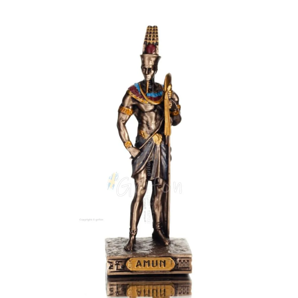 Άμων Ρα ή Άμμων, Άμεν, Ιμν: πατέρας των Φαραώ, βασιλέα των θεών 8,5εκ με Ηλεκτρόλυση μπρούτζου Veronese, Αιγυπτιακός Αγαλματίδια