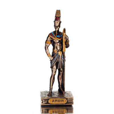 Amon Ra or Ammon, Amen, Imn: Father of Pharaohs, King of Gods, 8,5cm with Bronze Electrolysis by Veronese, Egyptian Statuettes e