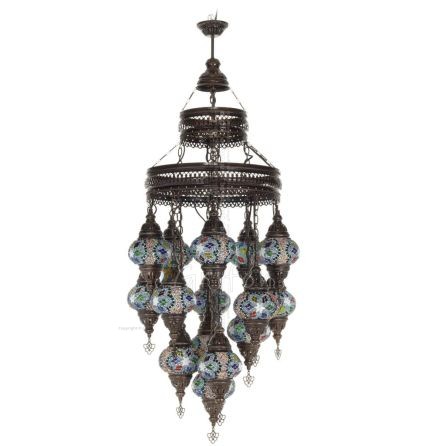 Multi-light short ceiling pendant with 15 lamps Handmade Metal with glass Lighting fixtures 1 - grifon.se