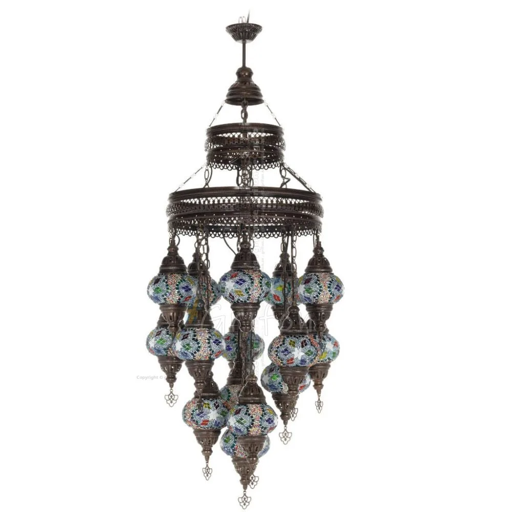 Multi-light kort takpendel med 15 lampor Handgjord metall med glas Belysningsarmaturer 1 - grifon.se 