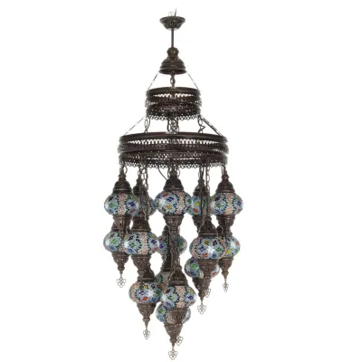 Multi-light short ceiling pendant with 15 lamps Handmade Metal with glass Lighting fixtures 1 - grifon.se 