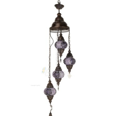 Multi-light ceiling pendant with 4 lamps 80cm Handmade Metal with glass Lighting fixtures 1 - grifon.se