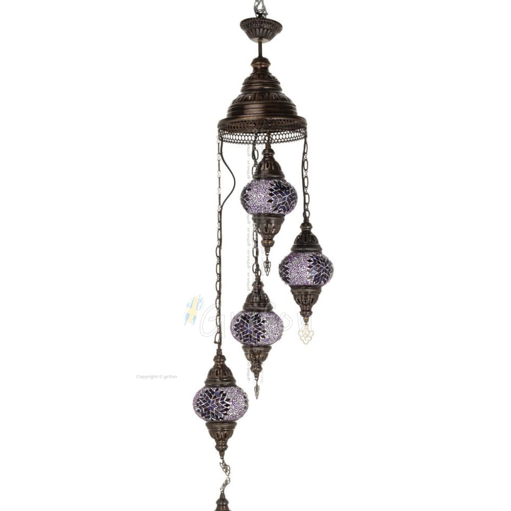 Multi-light ceiling pendant with 4 lamps 80cm Handmade Metal with glass Lighting fixtures 1 - grifon.se 
