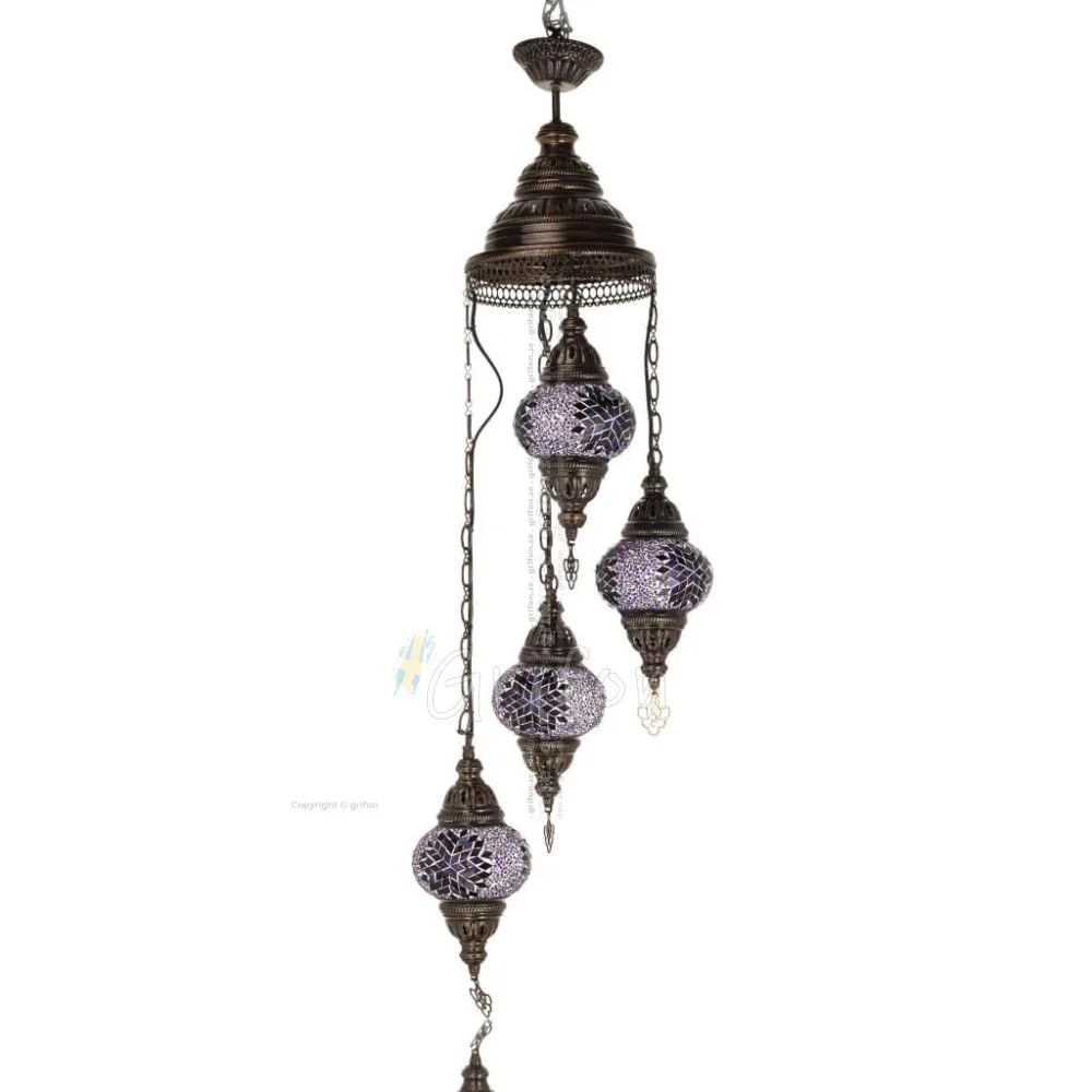 Multi-light takpendel med 4 lampor 80cm Handgjord metall med glas Belysningsarmaturer 1 - grifon.se 