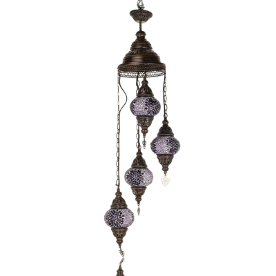 Multi-light ceiling pendant with 4 lamps 80cm Handmade Metal with glass Lighting fixtures 1 - grifon.se 