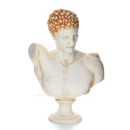 Hermes: Gudarnas budbärare, byst 30 cm byst, alabasterbyst, antikens Grekland Alabaster 1 - grifon.se 