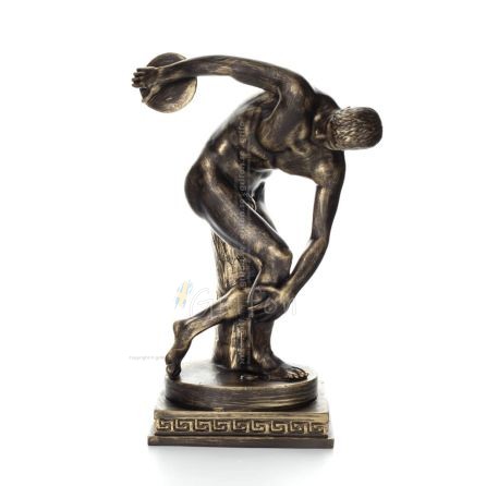 Diskuskastare av Myron: ung idrottare, symbol för de olympiska spelen 42 cm full alabasterstaty, antikens Grekland Alabaster 1 -