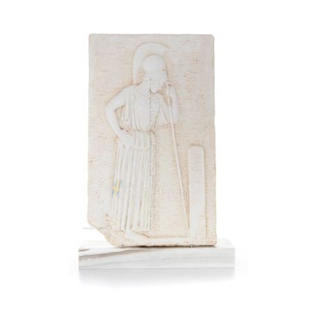 Athena or Athana or Athene: The goddess of wisdom in thought, inspired by the famous sculpture of Phidias, 60x30cm. Marble, Hand