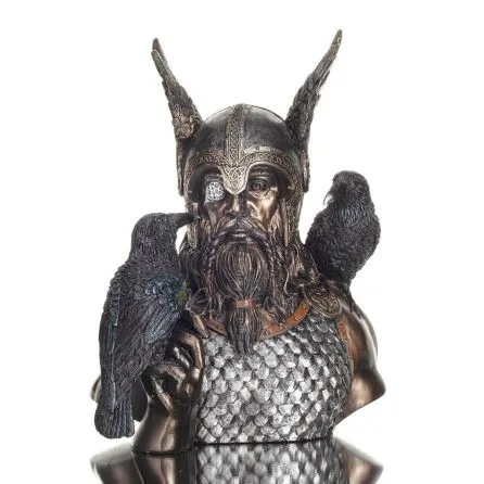 Odin: The Supreme God in Norse Mythology with Ravens Bust 24cm Veronese Electroplated Bronze Statue Veronese 1 - grifon.se 