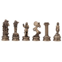 GREEK OLYMPUS CHESS MEN GOLD ANTIQUED