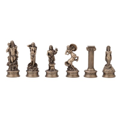 GREEK OLYMPUS CHESS MEN GOLD ANTIQUED