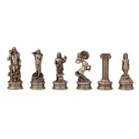 GREEK OLYMPUS CHESS MEN GOLD ANTIQUED