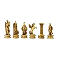 GREEK OLYMPUS CHESS MEN GOLD ANTIQUED