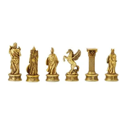 GREEK OLYMPUS CHESS MEN GOLD ANTIQUED