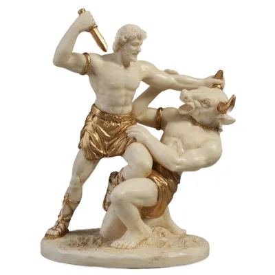 THESEUS VS MINOTAUR WHITE AND GOLD 10x8cm Κιβ.48